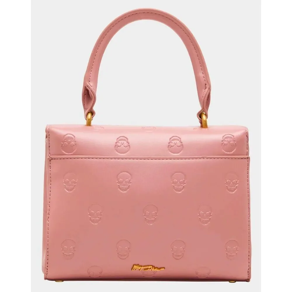 NWT~BETSEY JOHNSON Skullicious Top Handle Satchel Bag in Blush/Taupe